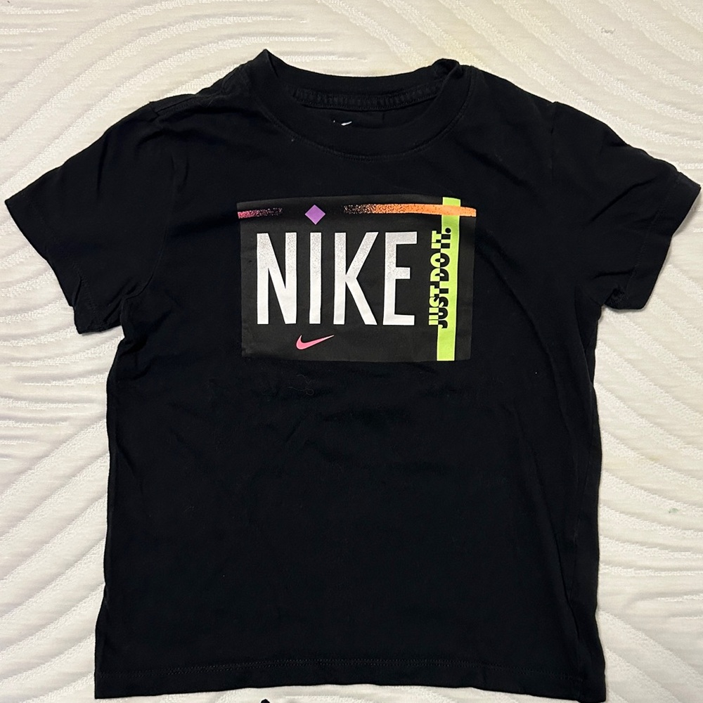 Nike Kids Black Tee with Colorful Accents
